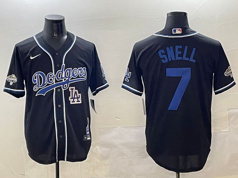Men Los Angeles Dodgers #7 Snell Black Fashion Game 2025 Nike MLB Jersey style 30619